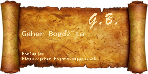Geher Bogáta névjegykártya